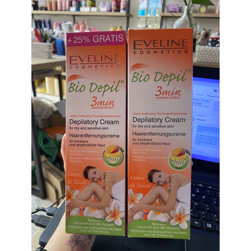 Kem tẩy lông hữu cơ các vùng bio depil eveline 125ml