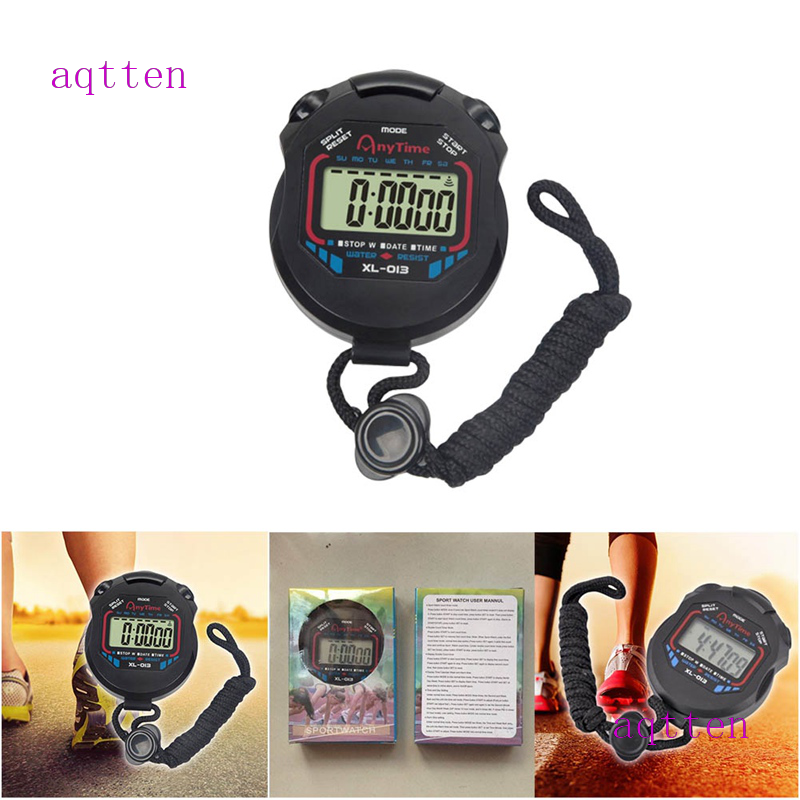 Aqtten Chic Large Screen Handheld Sports Stopwatch Digital Stop Watch Time Clock Alarm