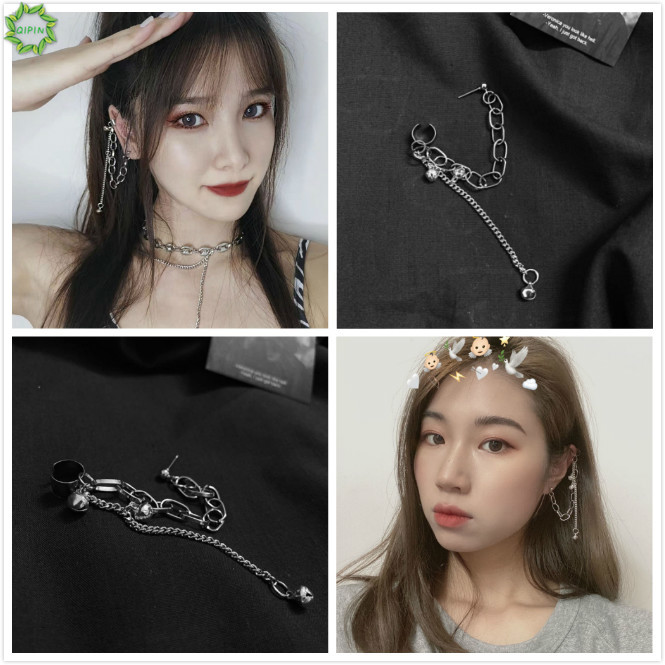 1 Khuyên Tai Dáng Dài Phối Chuông Phong Cách Hip Hop Hàn Quốc