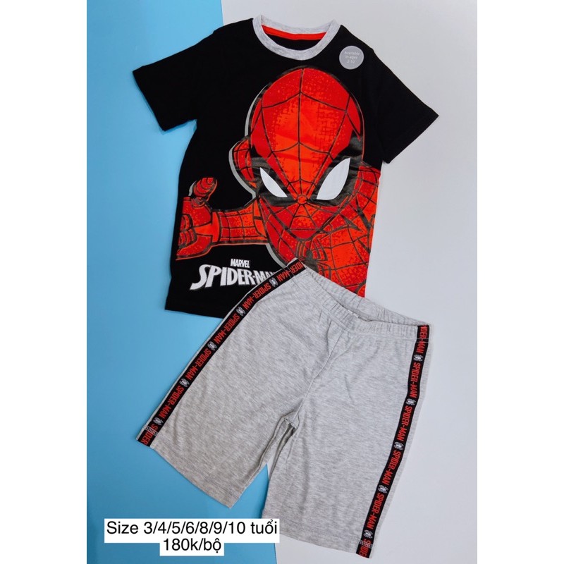 Bộ đồ spiderman áo phông quần short spiderman cotton