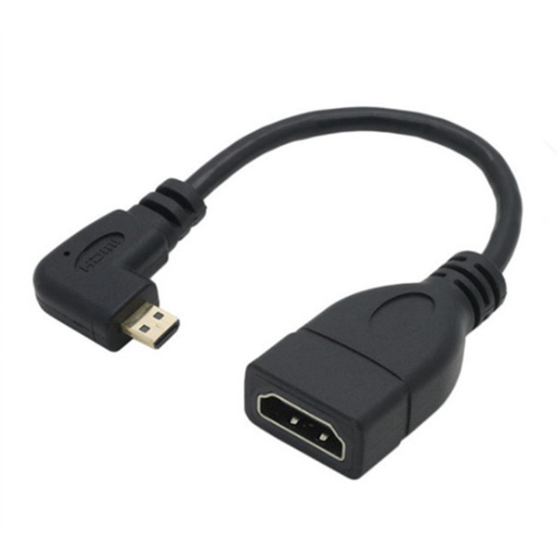 2PCS HDMI Adapter Cable 90 Degree Angle Elbow Micro-HDMI Male to HDMI