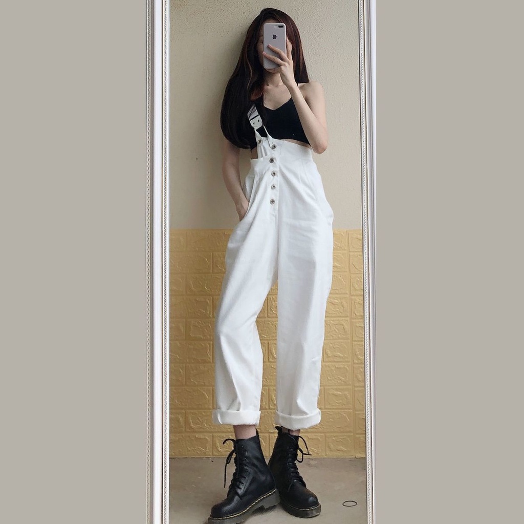 Quần yếm denim ống rộng thời trang mùa hè cho nữ | BigBuy360 - bigbuy360.vn