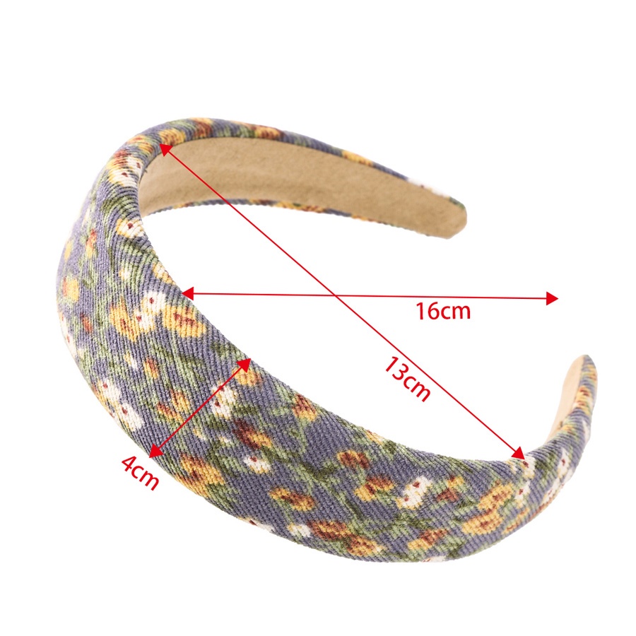 Băng đô vải nhung bản rộng in hoa thời trang Hàn Quốc cổ điển cho nữ