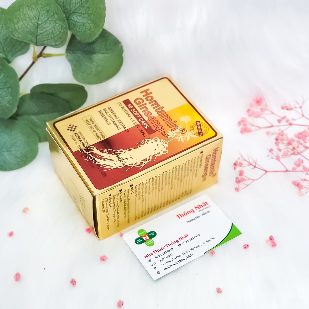 Nhân sâm bổ sung vitamin tăng sức đề kháng ăn ngon Homtamin Ginseng Hàn Quốc chính hãng hộp 60 viên