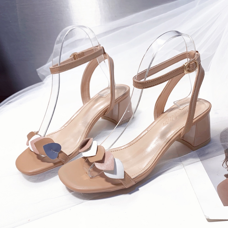 [XẢ KHO] Sandal nữ đế vuông quai kết tim - G073