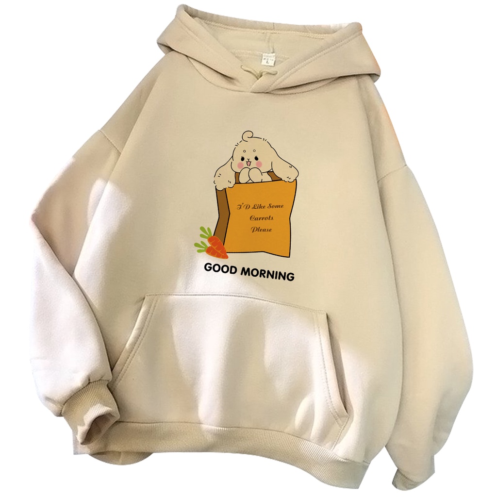 Áo Hoodie Thỏ Túi Cà Rốt Good Morning HARIQUEEN