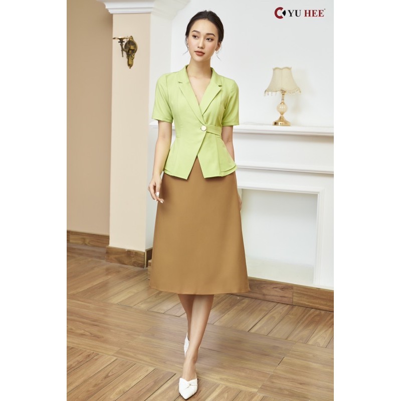 Chân váy xòe chữ A chéo nhật trơn qua gối cao cấp YuHee | BigBuy360 - bigbuy360.vn