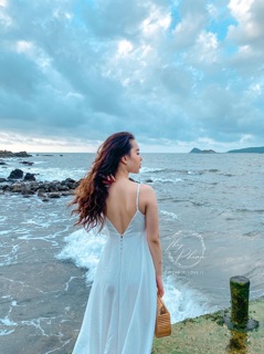 (Ảnh thật) Váy Maxi trắng hở lưng