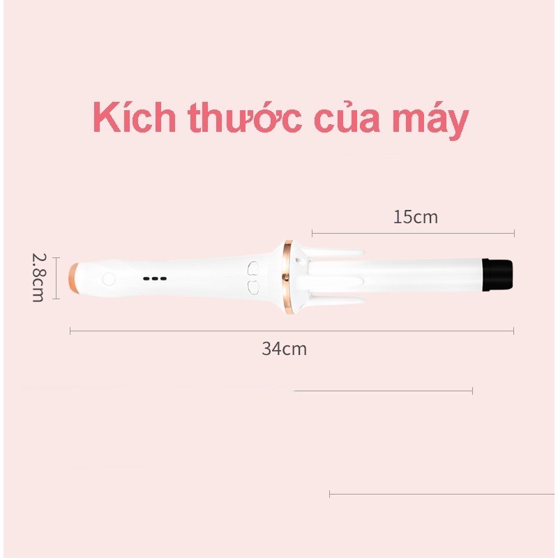 Máy Uốn Tóc Xoăn Tự Động Xoay 360 Độ Đường Kính 28mm Chất Liệu Gốm Sứ Tặng Kèm 1 Lược 3 Kẹp