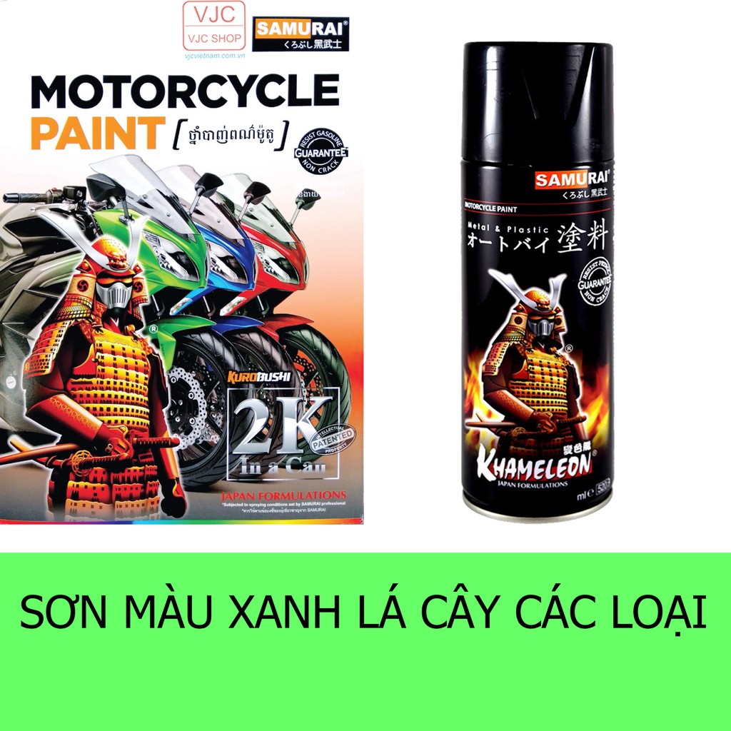 Chai sơn xịt sơn xe máy cao cấp SAMURAI các loại sơn MÀU XANH LÁ CÂY