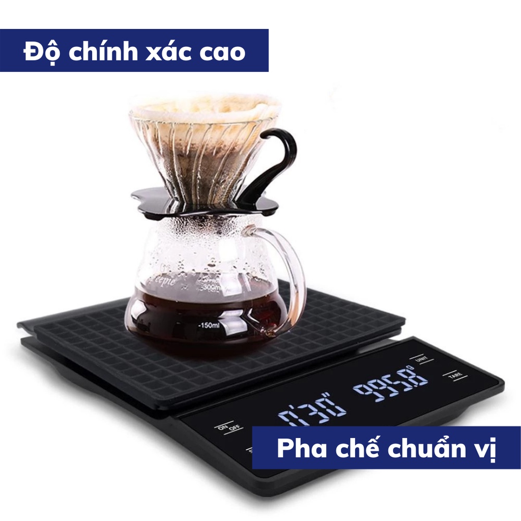 Cân tiểu ly pha cà phê có bộ đếm giờ EK6012 cân tiểu li pha cafe định lượng 0,1g-3kg độ chính xác cao tặng kèm pin AAA