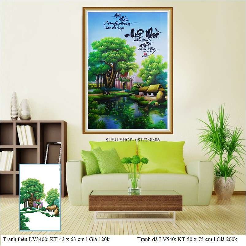 Tranh thêu chữ thập, tranh đính đá LV3400 , LV540