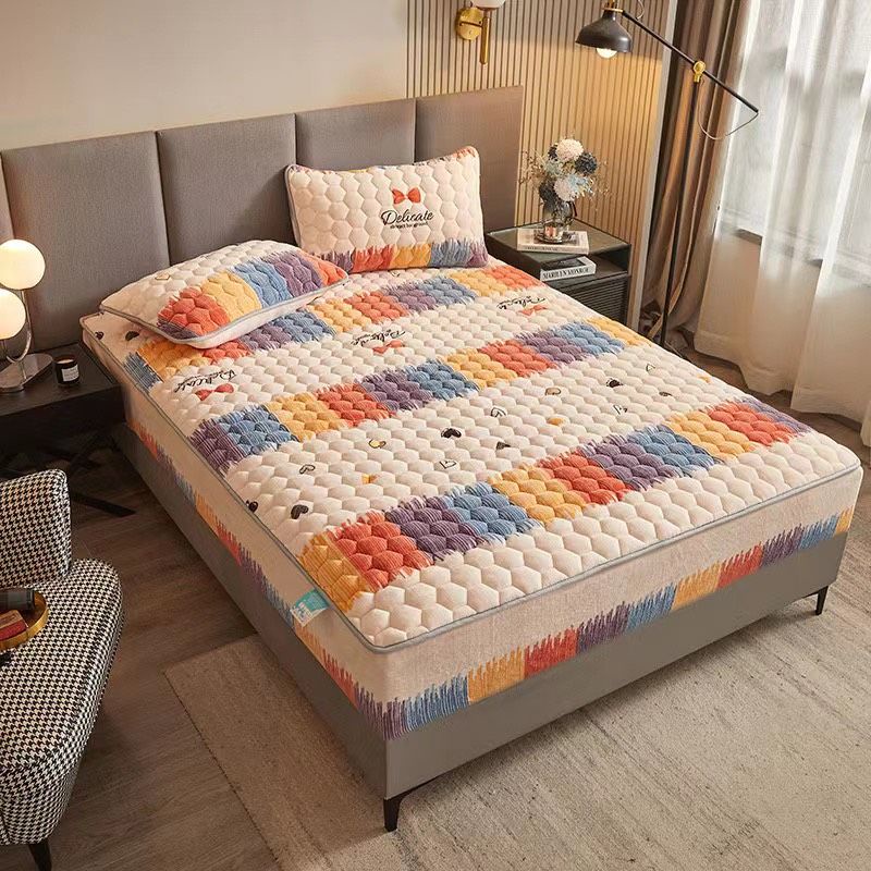 Ga nỉ nhung trải giường trần bông, ga gối nỉ nhung trần bông bọc đệm, thảm nỉ nhung bọc đệm tặng kèm 2 vỏ gối cùng mầu