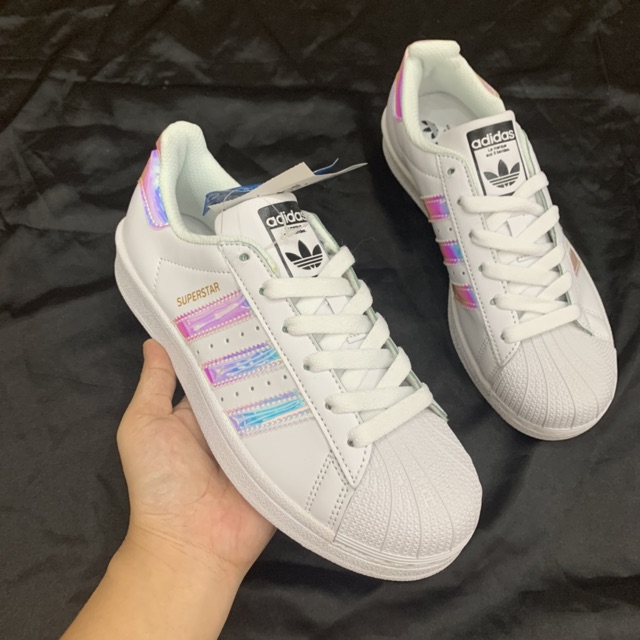 Giầy trắng sọc ngọc trai cao cấp fullbox