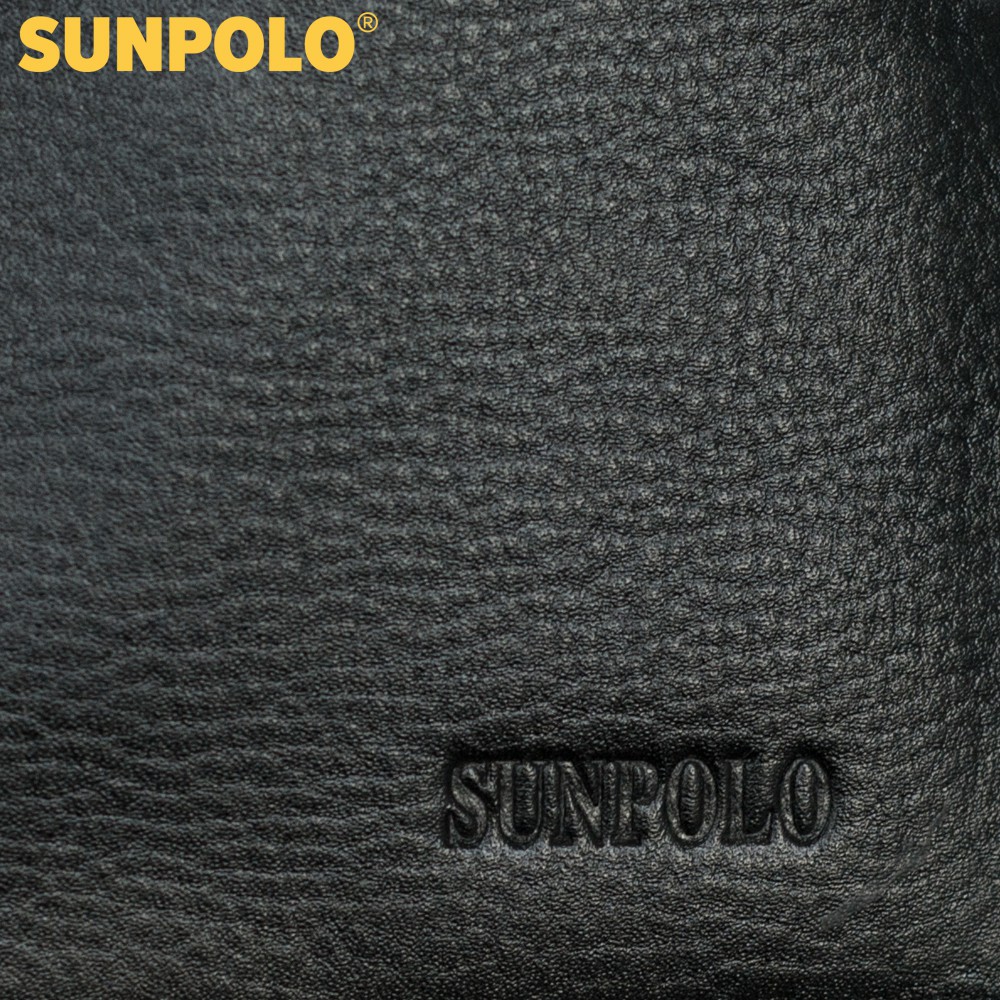 Ví ngang nam da bò SUNPOLO Đen Nâu - WSDQ21
