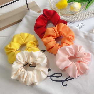 [ Size Vừa ] Scrunchies Dây Cột Tóc Trơn Vải Lụa Mềm Mịn