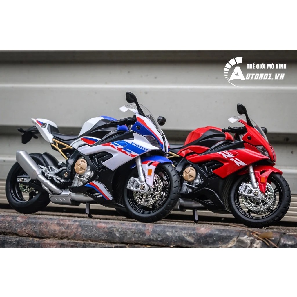 MÔ HÌNH BMW S1000RR S1000 2020 WHITE BLUE 1:12 HUAYI ALLOY 7065