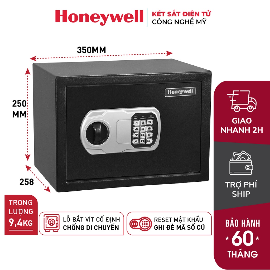 Két sắt điện tử mini nhập khẩu Honeywell 5110, két sắt gia đình, khách sạn chống trộm,chính hãng bảo hành 2 năm