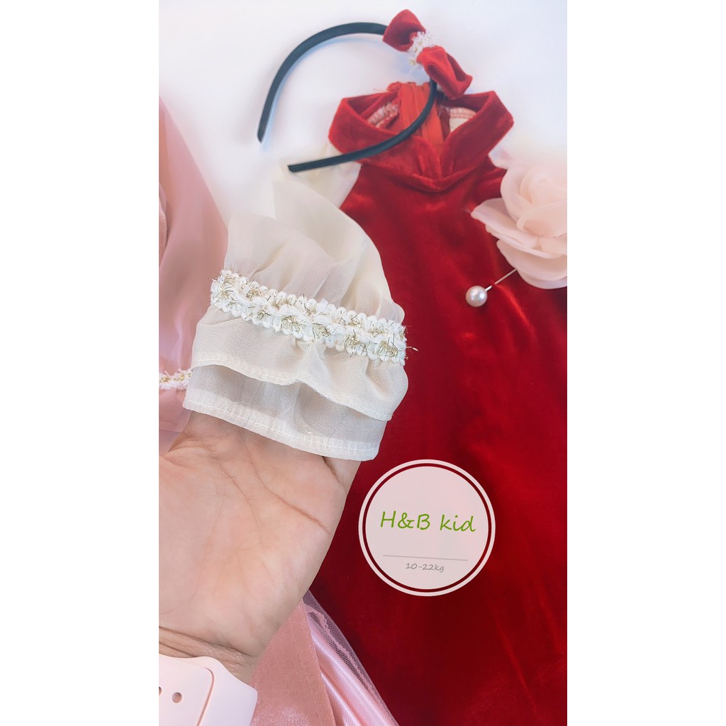 Áo dài bé gái 🎀chất nhung siêu đẹp