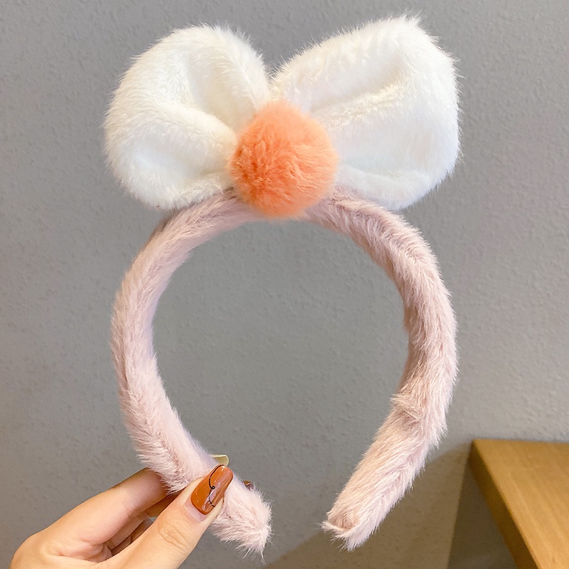 Băng Đô Cài Tóc Rửa Mặt Hình Tai Mèo Phối Lông Dễ Thương Thanh Lịch Và Tinh Tế Phong Cách Hàn Quốc