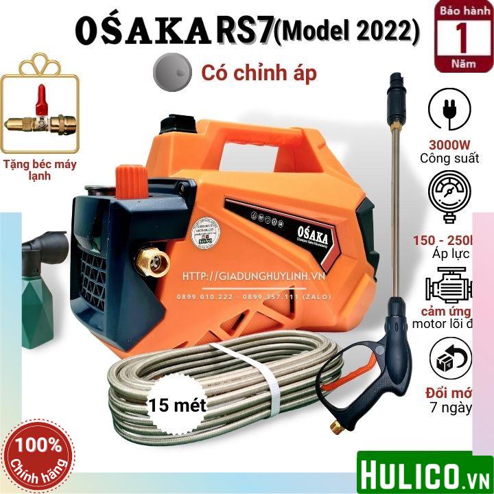 Máy xịt rửa xe chỉnh áp Osaka RS7 - 3000W - Model 2022 - Tặng béc rửa máy lạnh, điều hoà