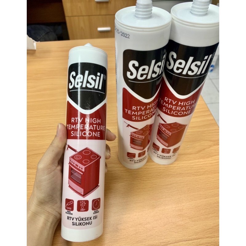 Keo silicone chịu nhiệt SELSIL RTV HIGH TEMPER đỏ 280ml