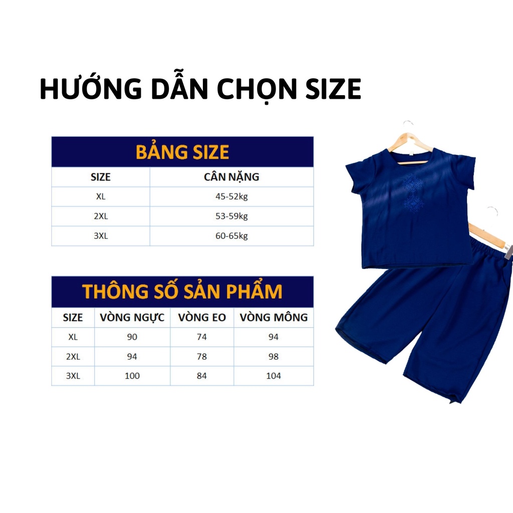 Bộ Đũi Thái Trung Niên Đồ Bộ Lửng Trung Niên Bộ Quần Áo Trung Niên Mùa Hè Set Đồ Ống Rộng Trung Niên