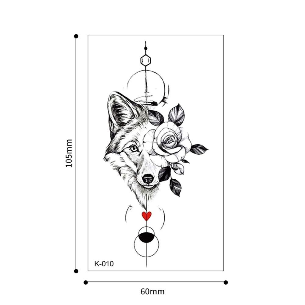 Sticker Dán Hình Xăm Tạm Thời Họa Tiết Động Vật Trắng Đen Chống Thấm Nước Lâu Trôi P3V6