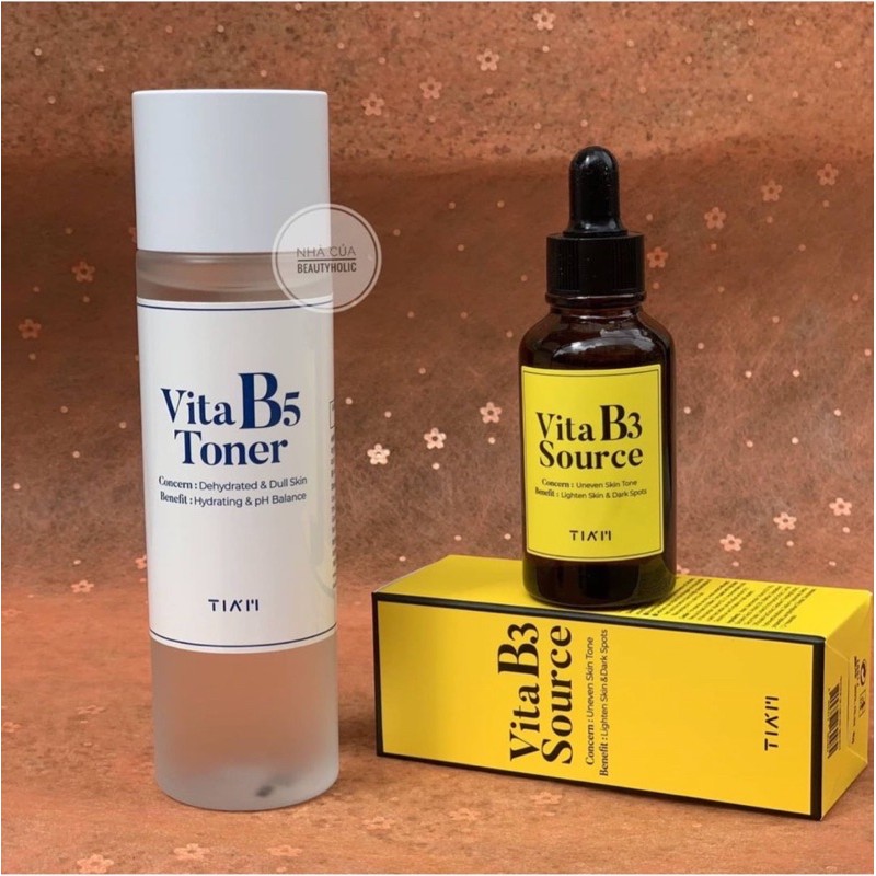 Dòng dưỡng TIAM Vita B5 TONER và serum Vita B3 SOURCE