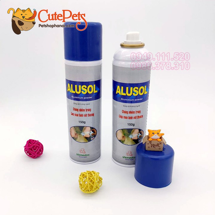 Xịt chống nhiễm trùng Alusol 150g giúp mau lành vết thương dành cho thú cưng - CutePets