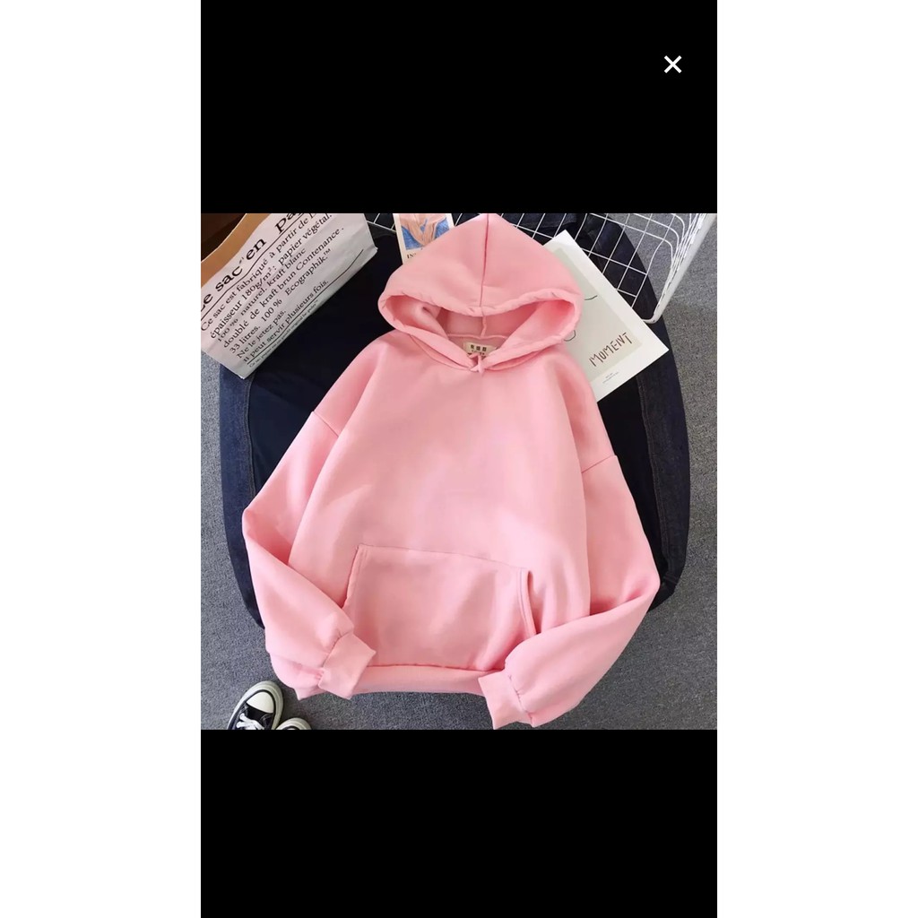 Áo hoodie basic màu hồng (38-70kg). hoodie trơn