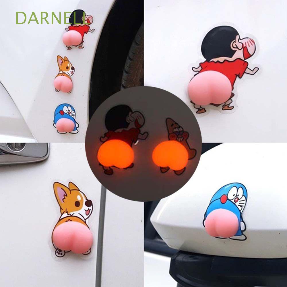 Miếng dán trang trí xe hơi họa tiết 3D phản quang dễ thương bằng silica gel chống va chạm