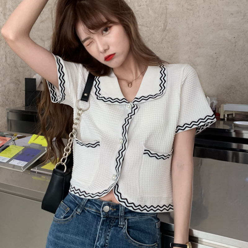 Áo Croptop Dệt Kim Cổ Búp Bê Xinh Xắn Thời Trang Cho Nữ