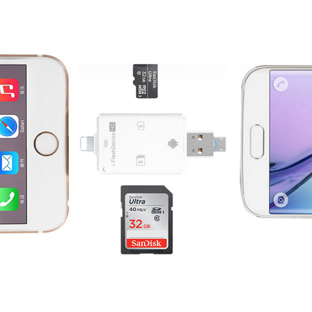 Đầu đọc thẻ nhớ OTG 3 trong 1 USB Type C/ Micro SD/ SD đa năng cho Android iPhone