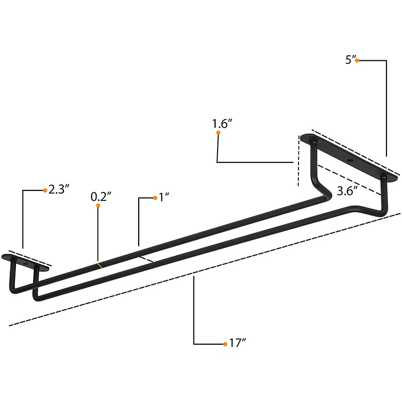 Bộ 2 Giá Treo Ly Rượu Bằng Sắt Màu Đen Kích Thước 17 Inch Tiện Dụng Cho Nhà Bếp / Quán Bar