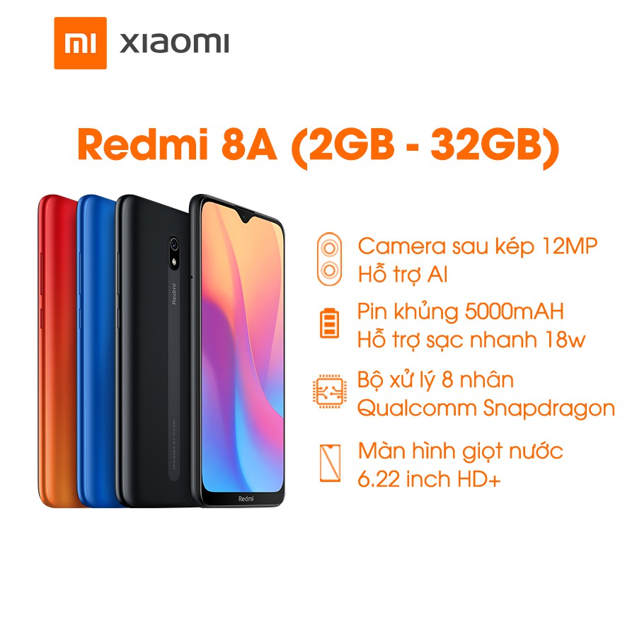 Điện thoại Xiaomi Redmi 8A 2GB/32GB - Hàng chính hãng - Bảo hành điện tử 18 tháng | BigBuy360 - bigbuy360.vn