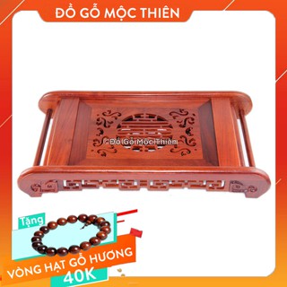 Khay Trà Gỗ Hương Ta mẫu Cuốn Chữ Thọ (hàng cao cấp loại tốt)