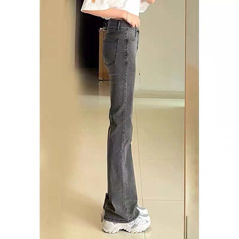 Ethelgirl Quần jeans Nữ Lưng Cao Ống Loe Thời Trang