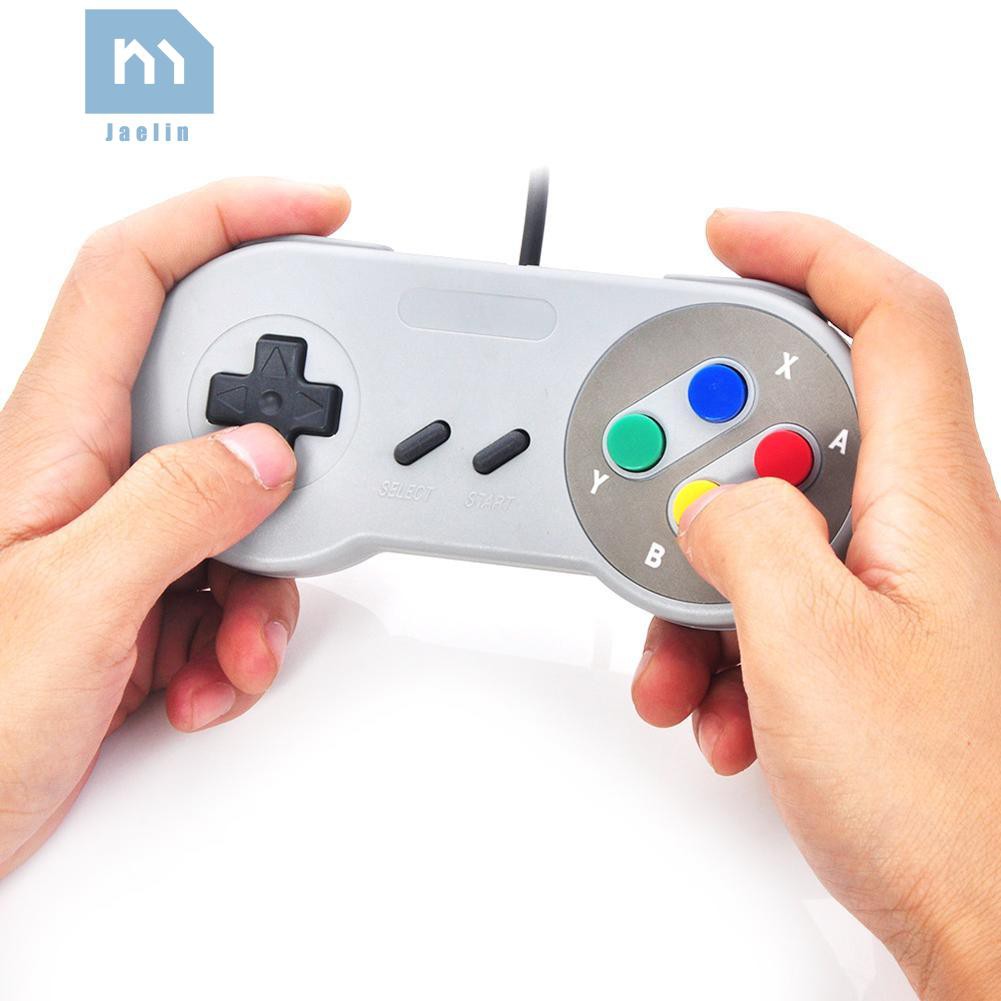 Tay cầm chơi game 4 nút Nintendo SNES tích hợp cáp USB cho máy tính PC/Mac