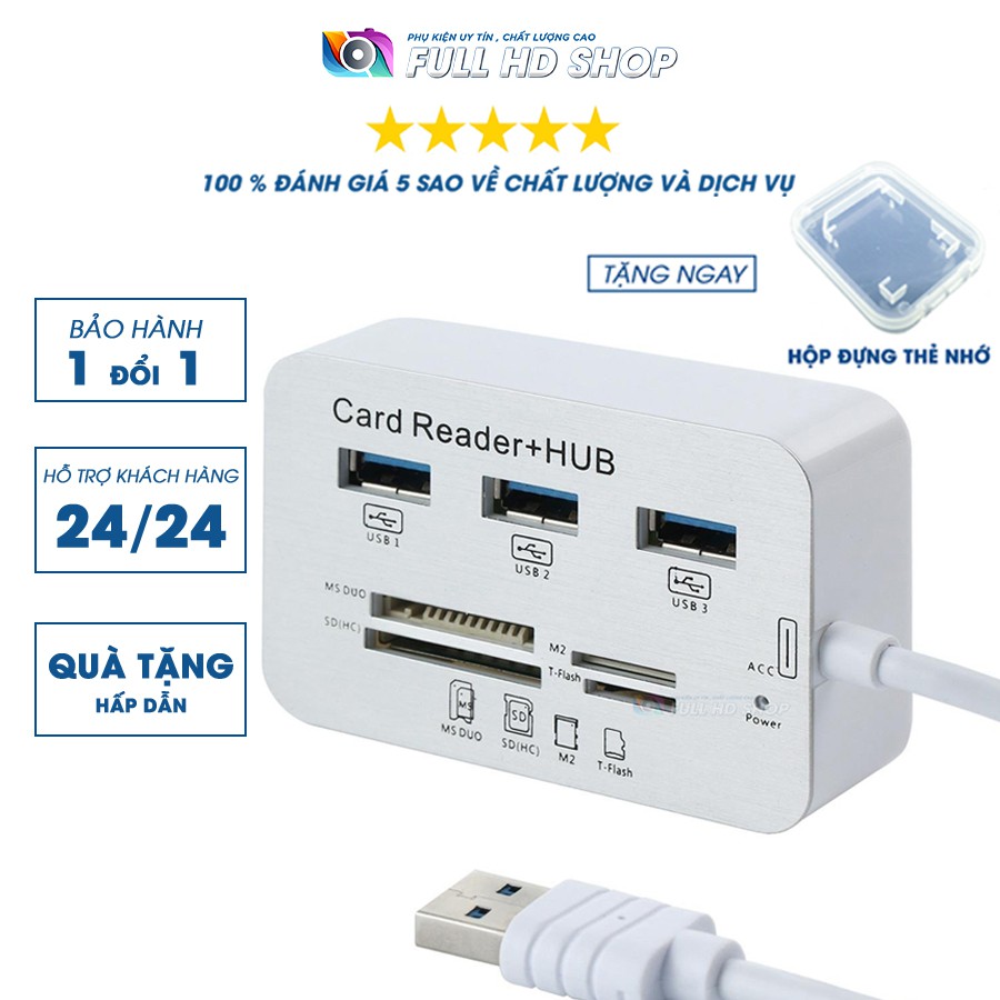 Bộ chia cổng USB 3.0 tích hợp đầu đọc thẻ SD / Micro SD / TF - Full HD Shop