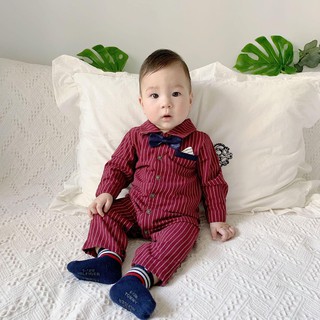 [HÀNG CỰC ĐẸP] Bộ Body công tử quý tộc dài tay kèm nơ cực đẹp cho bé trai hàng Quảng Châu cao cấp