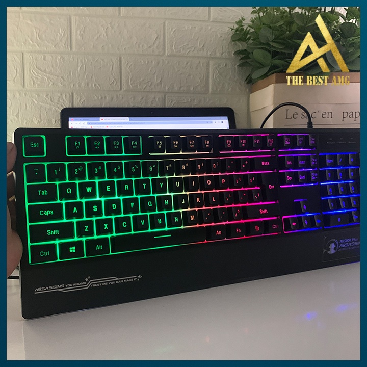 Bàn Phím Máy Tính Gaming Keycap Xuyên Led Đổi Màu Assassins AK5000 Bàn Phím Giả Cơ Laptop Có Dây Keyboard Chơi Game