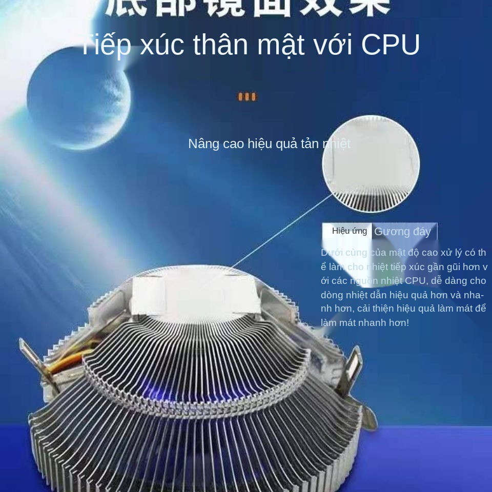 Loại suy giảm Quạt tản nhiệt CPU đa năng Intel AMD siêu êm với đèn LED để gửi giá đỡ miếng dán silicon dẫn
