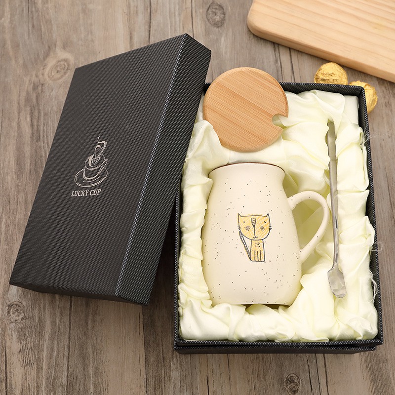 Ly Sứ Cao Cấp Hình Mèo Cartoon 400ml Có Nắp Đậy Kèm Thìa | BigBuy360 - bigbuy360.vn