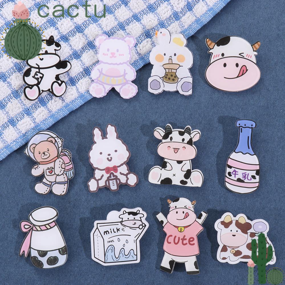 Ghim Cài Áo Hình Bò Sữa Hoạt Hình Sáng Tạo Đáng Yêu Dành Cho Nữ