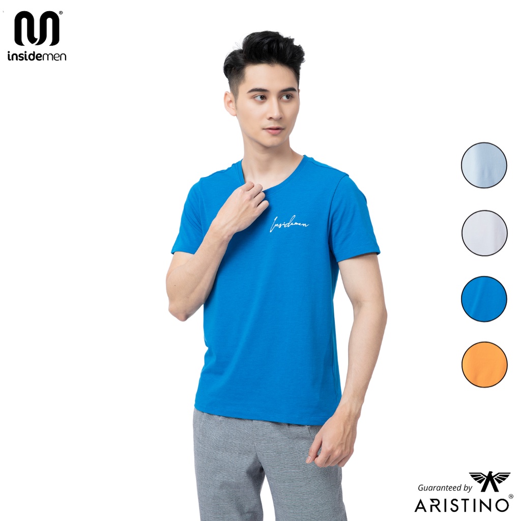 Áo T-shirt nam INSIDEMEN 4 màu trẻ trung in chữ ký cách điệu - ITS007S1