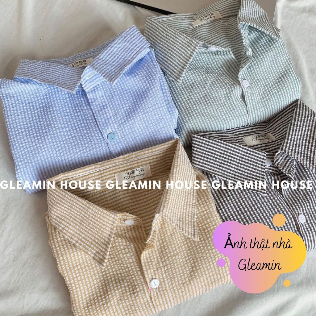 ( Video/ảnh thật ) Áo sơ mi nữ KẺ SỌC cộc tay cổ đức - Áo sơ mi nữ kẻ ngắn tay, đủ 4 màu [HÀNG QUẢNG CHÂU LOẠI 1] | BigBuy360 - bigbuy360.vn