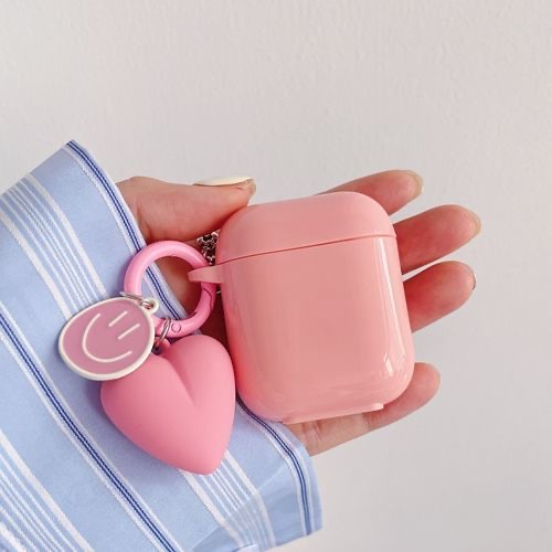 Vỏ Bảo Vệ Hộp Sạc Tai Nghe airpods 1 2 3 pro Bluetooth Bằng tpu Mềm Màu Hồng Tím Phối Dây Xích