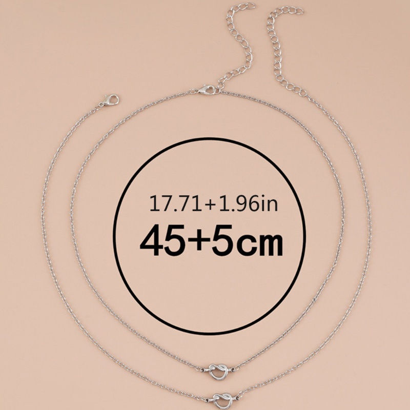 Set 2 Dây Chuyền Mặt Hình Trái Tim Thắt Nút Bằng Thép Không Gỉ Cho Chị Em Gái