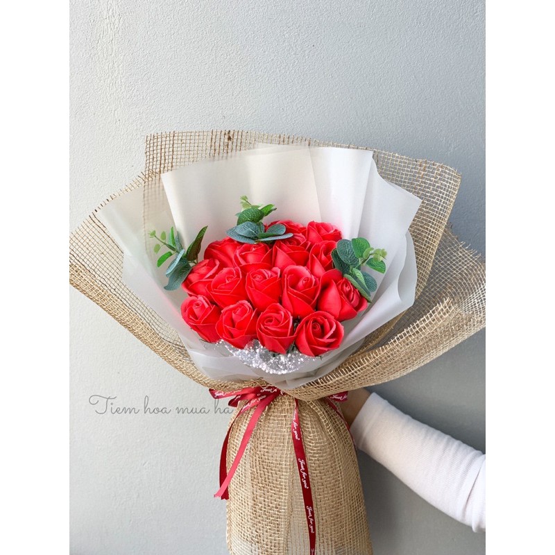[Quà Tặng] Hoa hồng sáp 20 bông kèm lưới Hàn Quốc - Quà sinh nhật hội nghị sự kiện phụ nữ lưu niệm trang trí nowship nga